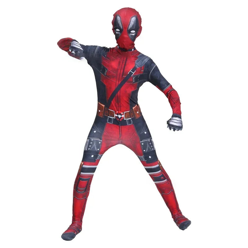 Deadpool Costume Kids Movie Superhero Deadpool Child Costume Adult Deadpool Cosplay Jumpsuit Sword Set Boys Halloween Gifts