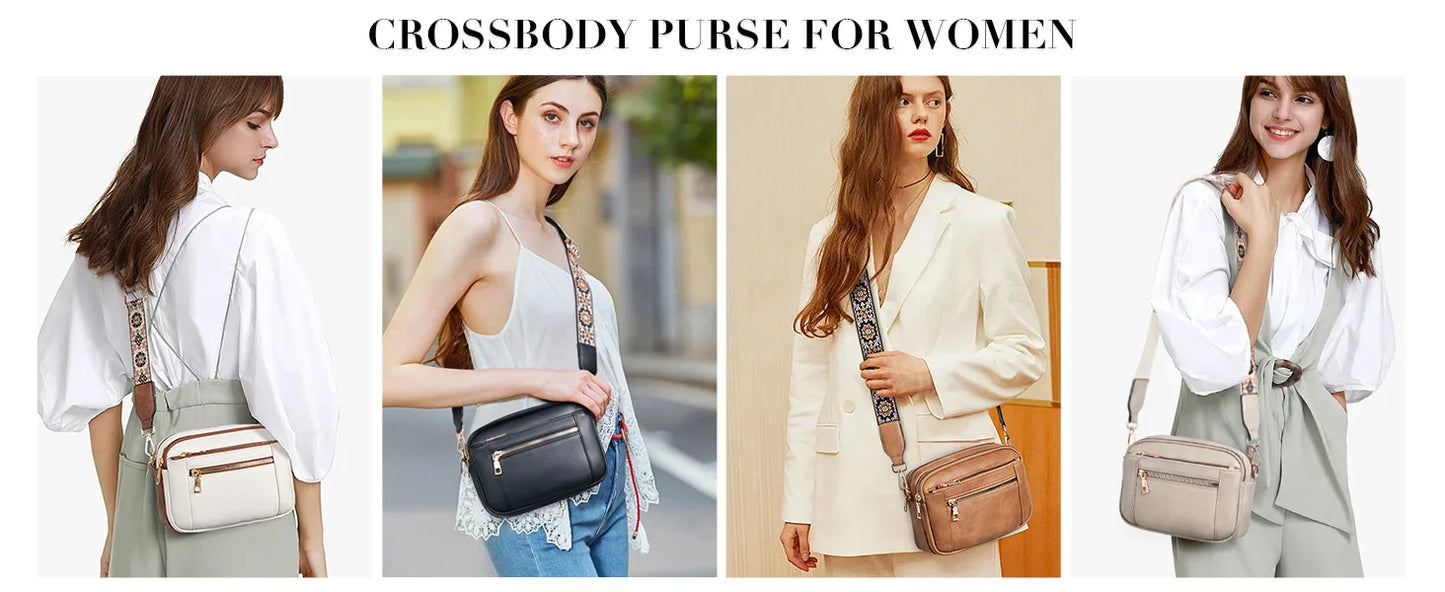Ladies' Small Square Bag Two-tone Leather Crossbody Bag Large-capacity PU Crossbody Wallet Multi-functional Small Square Bag