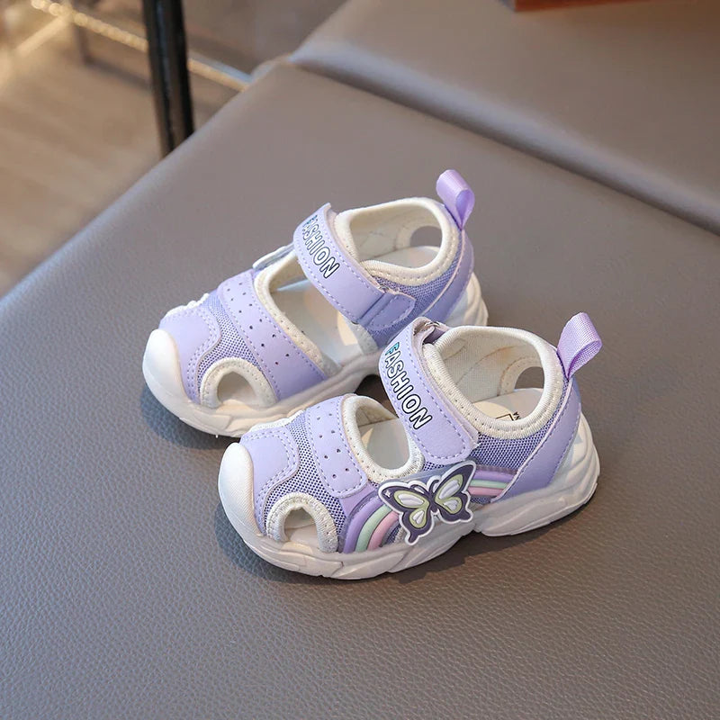 2026 Summer New Children's Sports Sandals Girls' Beach Shoes Fashion Butterfly Classic Sweet and Casual Soft Bottom Sandals