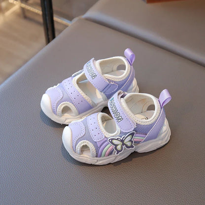 2026 Summer New Children's Sports Sandals Girls' Beach Shoes Fashion Butterfly Classic Sweet and Casual Soft Bottom Sandals