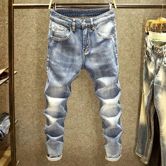 Spring and Autumn Fashion Trend Straight Leg Stretch Denim Trousers Men's Casual Slim Fit Comfortable Sports High Quality Jeans