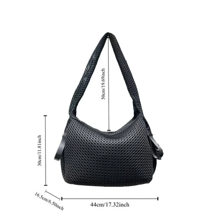 Ladies' fashionable mesh nylon lightweight diagonal cross bag with large capacity stitching casual shoulder bag