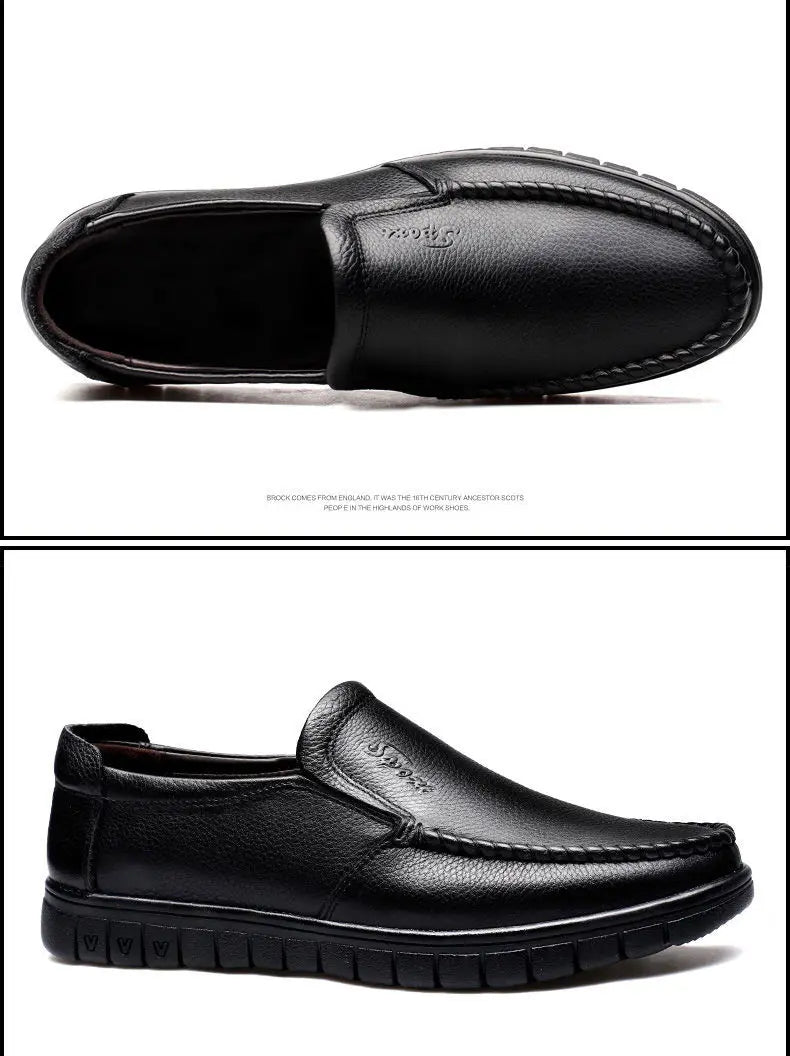 Genuine Leather Men's Shoes Breathable Soft Bottom Casual Business Shoes for Middle-Aged And Elderly Spring Autumn Wear