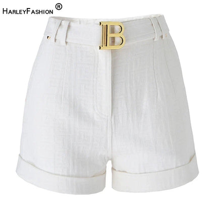 5 Colors for Option Pink Texture Washed Denim Shorts for Women with Belt Casual Style Quality Jeans Trousers