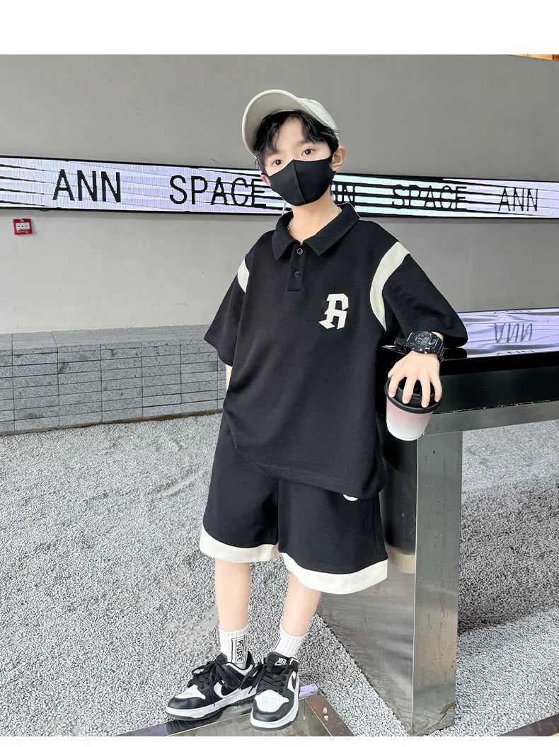 Teenagers Summer Boys Clothing Sets New Letter Fashion T-Shirt + Shorts 2Pcs Boys Suits Birthday Gift 5-14 Years Kids Clothes