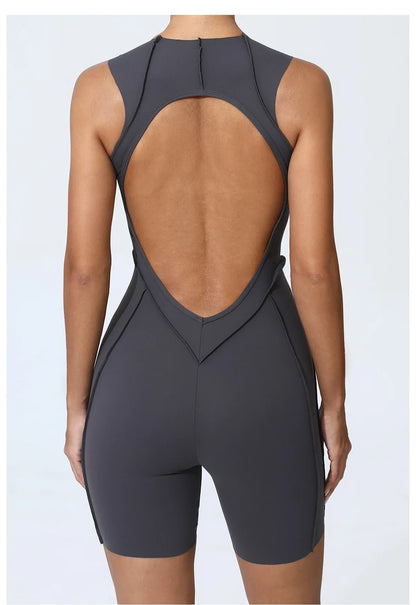 Women's High Elasticity Sports Bodysuit Kit Yoga Fitness Jumpsuit Open Back Hip-Lift Outdoors Gym Workout Sexy Fitness Outfit