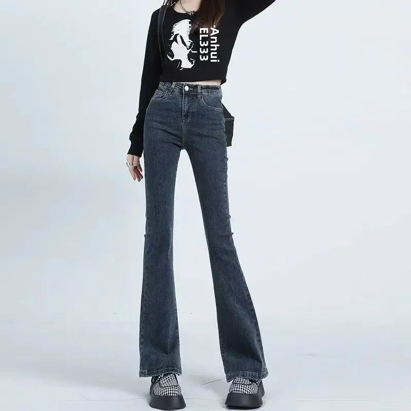 Women's Autumn Winter Petite Bell-bottom Pants