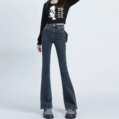 Women's Autumn Winter Petite Bell-bottom Pants