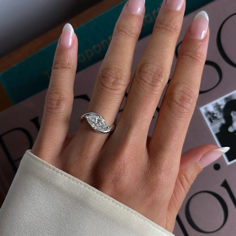 1/2CT Marquise Moissanite Ring S925 Silver 18K Gold Plated for Women Men Solitaire Wedding Band Gift Fine Jewelry with GRA