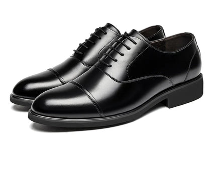 New Men 37-46 Men's Flat / 6CM Heightening Elevator Shoes Business Formal Leather Shoes Man British Casual Wedding Suit Shoes