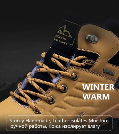 Brand Winter Men's Boots Warm Men's Snow Boots High Quality Leather Men Sneakers Outdoor Men Hiking Boots Work Shoes Size 39-46