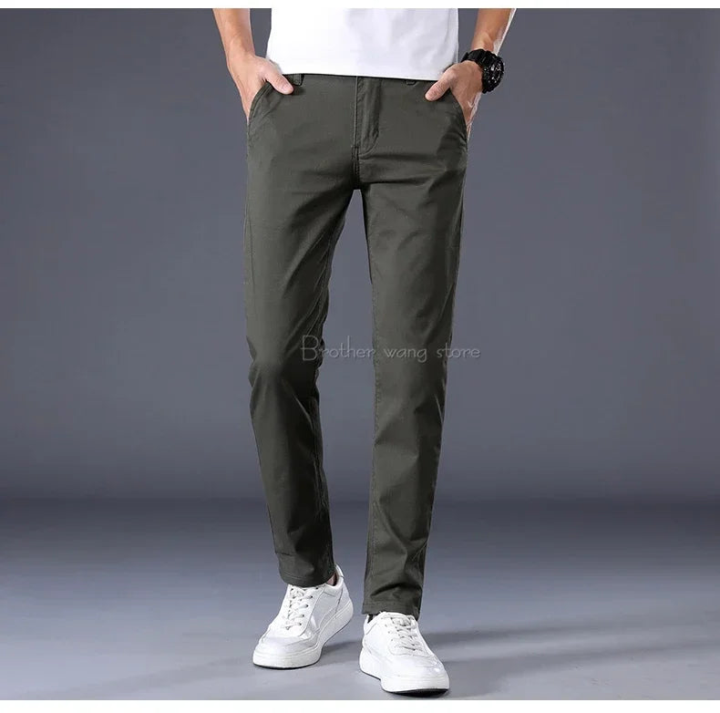 7 Colors Summer Thin Men's Casual Pants Stretch Cotton Slim Fashion Business Trousers High Quality Male Clothes