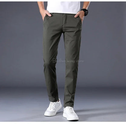 7 Colors Summer Thin Men's Casual Pants Stretch Cotton Slim Fashion Business Trousers High Quality Male Clothes