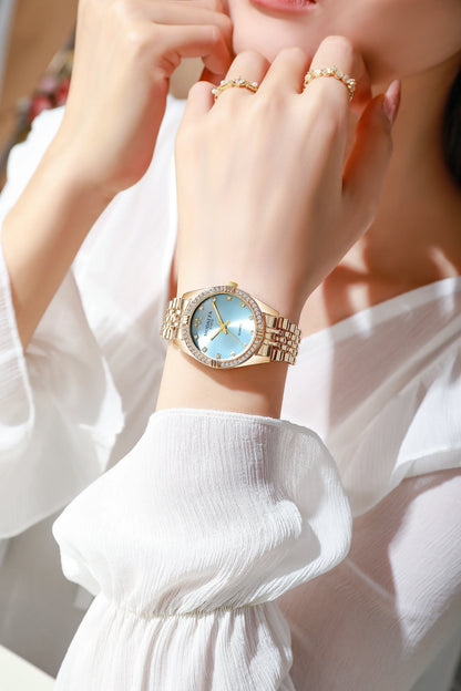 Women Watches Luxurious Quartz Sparkling Rhinestone Dial Dress Wristwatches for Ladies Relogio Feminino