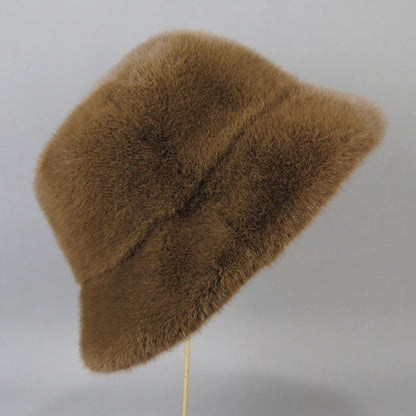 False Mink Fur Berets Elegant Women's Winter Caps New Design Fashion Artificial Fur Hats Knitted Warm False Mink Fur Beanies Hat