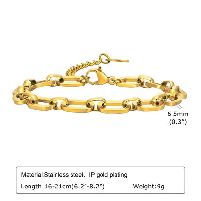 Chunky Gold Plated Link Necklace For Women, Stainless Steel Oval Thick Chain Choker Minimalist Jewelry