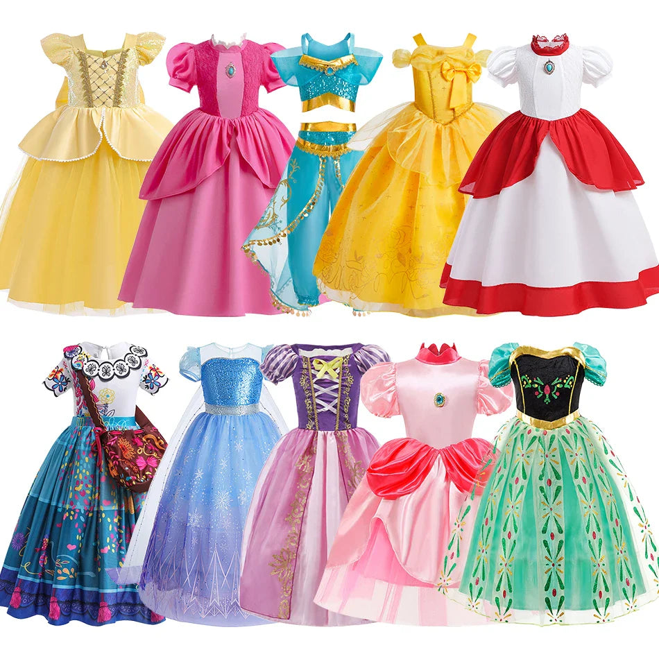 Children Belle Anna Rapunzel Clothing Kids Princess Ball Clothes Kids Performance Cosplay Costume Girls Birthday Luxury Dress Up