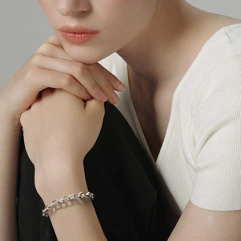 Full Moissanite Diamond Hook Link Chain Bracelet 1.2mm D Color For Woman Man S925 GRA Certified Couple Bracelets Bangle