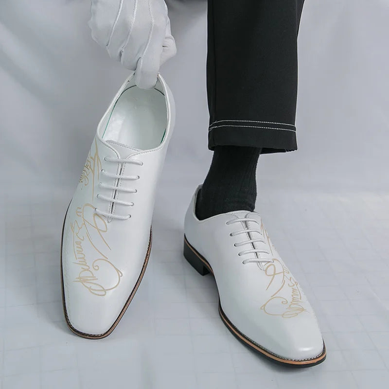 White Elegant Men Dress Shoes Leather Oxford Shoes Man Business Formal Shoes Design Social Shoes Male apatos para hombre