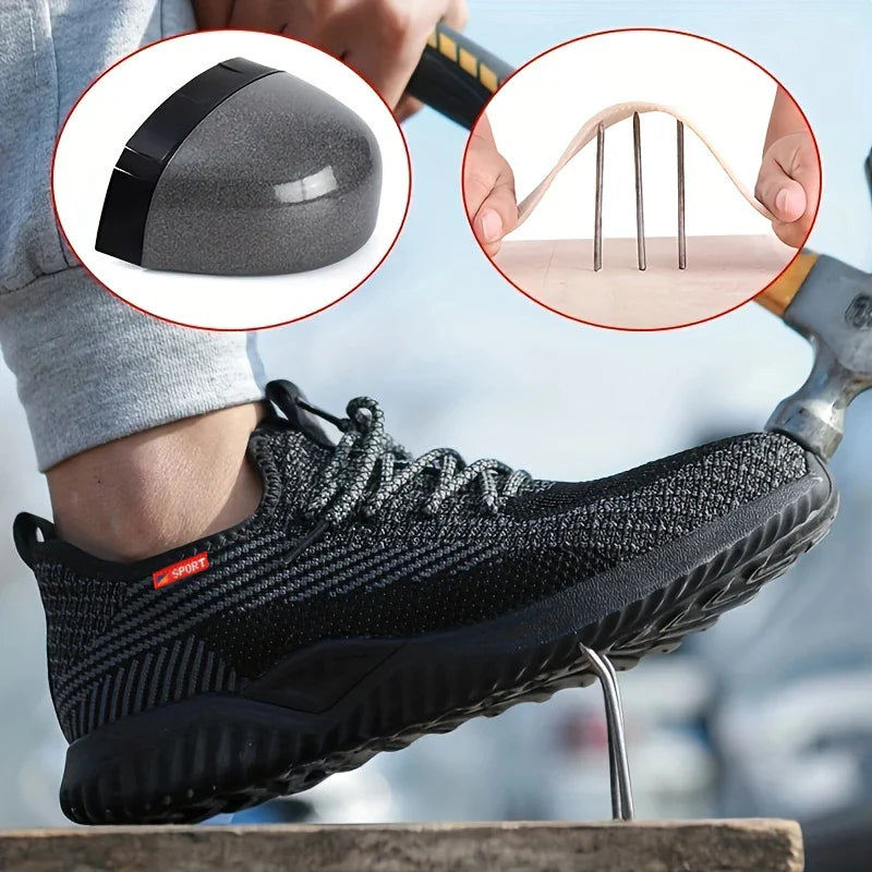 Safety shoes, breathable lightweight work shoes, puncture-resistant and smash-proof protective shoes, steel-toe shoes
