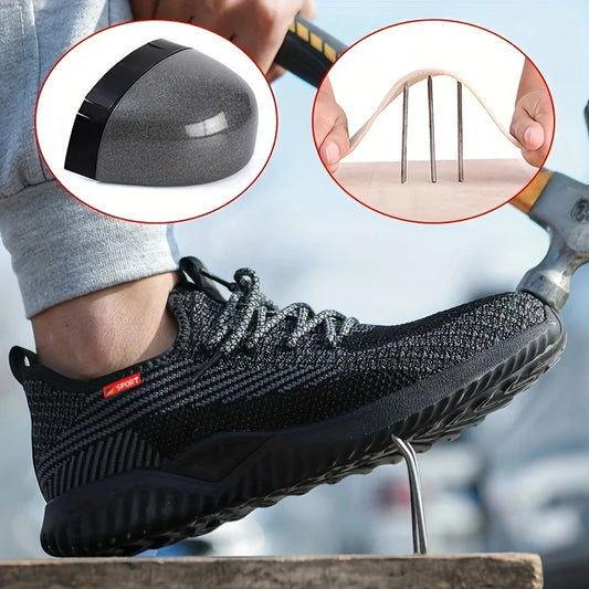 Safety shoes, breathable lightweight work shoes, puncture-resistant and smash-proof protective shoes, steel-toe shoes