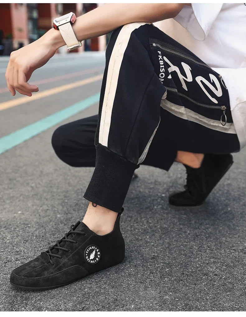 Men's Loafers Lightweight Driving Casual Thin Bottom Flats Shoes Soft Sole Comfortable Non Slip Lace-up Walking Shoes Men