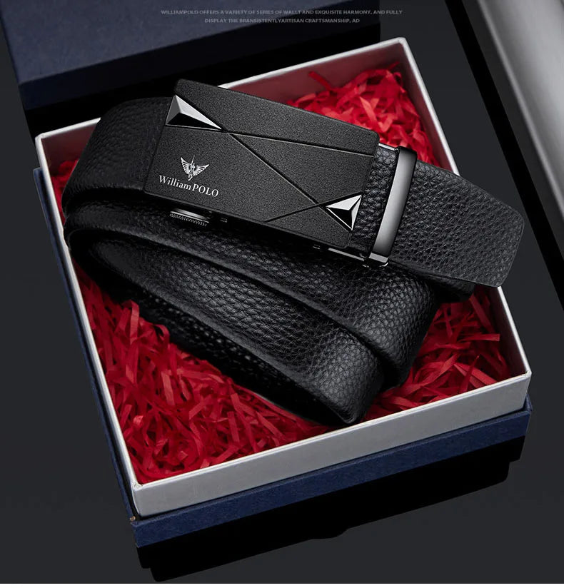 Men's cowhide casual pants belt, automatic buckle business belt, fashionable formal versatile belt