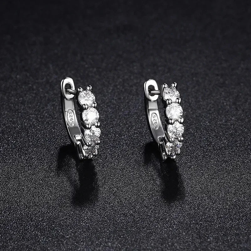 3mm D Color Moissanite Earrings 925 Sterling Silver Plated White Gold Hoop Earring for Women Wedding Party Fine Jewelry