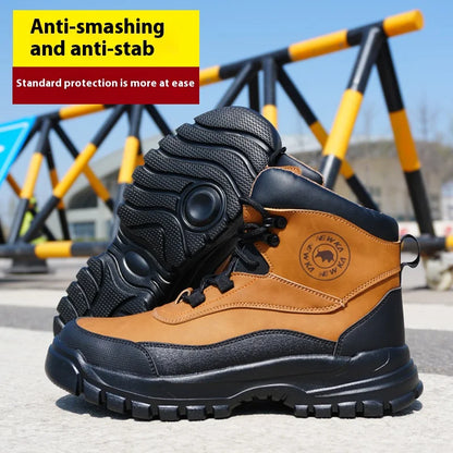 New fashion high-top anti-smashing and anti-puncture safety shoes steel toe toe wear-resistant work shoes men's protective shoes