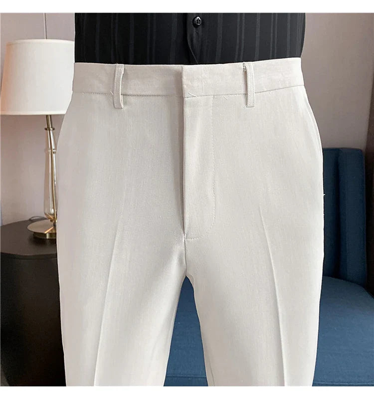 Men Solid Boutique Suits Pants Male Formal Wear Wedding Dress Trousers Quality Men British Style Business Casual Suit Pants 36