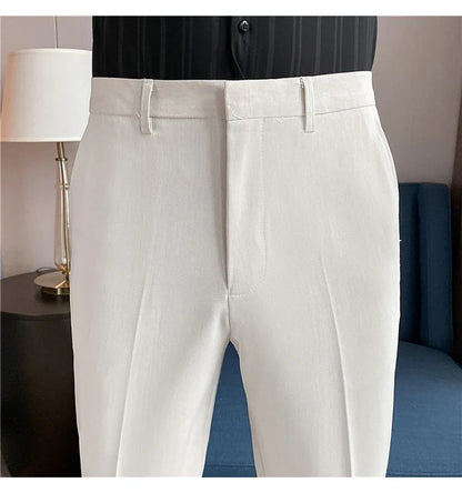 Men Solid Boutique Suits Pants Male Formal Wear Wedding Dress Trousers Quality Men British Style Business Casual Suit Pants 36