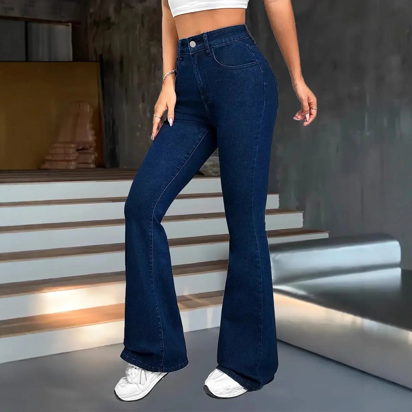 Lift & Shape Bootcut Jeans Women High Waist Stretch Dark Indigo Pants