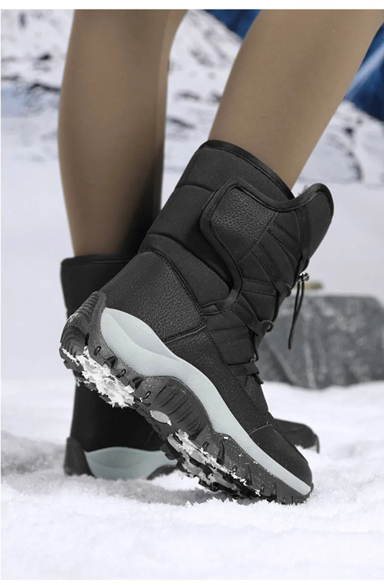 Men's Winter Shoes Waterproof Men's Boots Warm Plush Couple Snow Boots Outdoor Non-slip Hiking Boots Men Work Ankle Boots