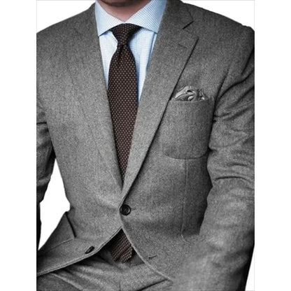 2 Piece Men s Suits Blazers Brown Herringbone Tweed Casual Men for Winter Wedding Groomsmen Tuxedo Male Set Jacket with Pants