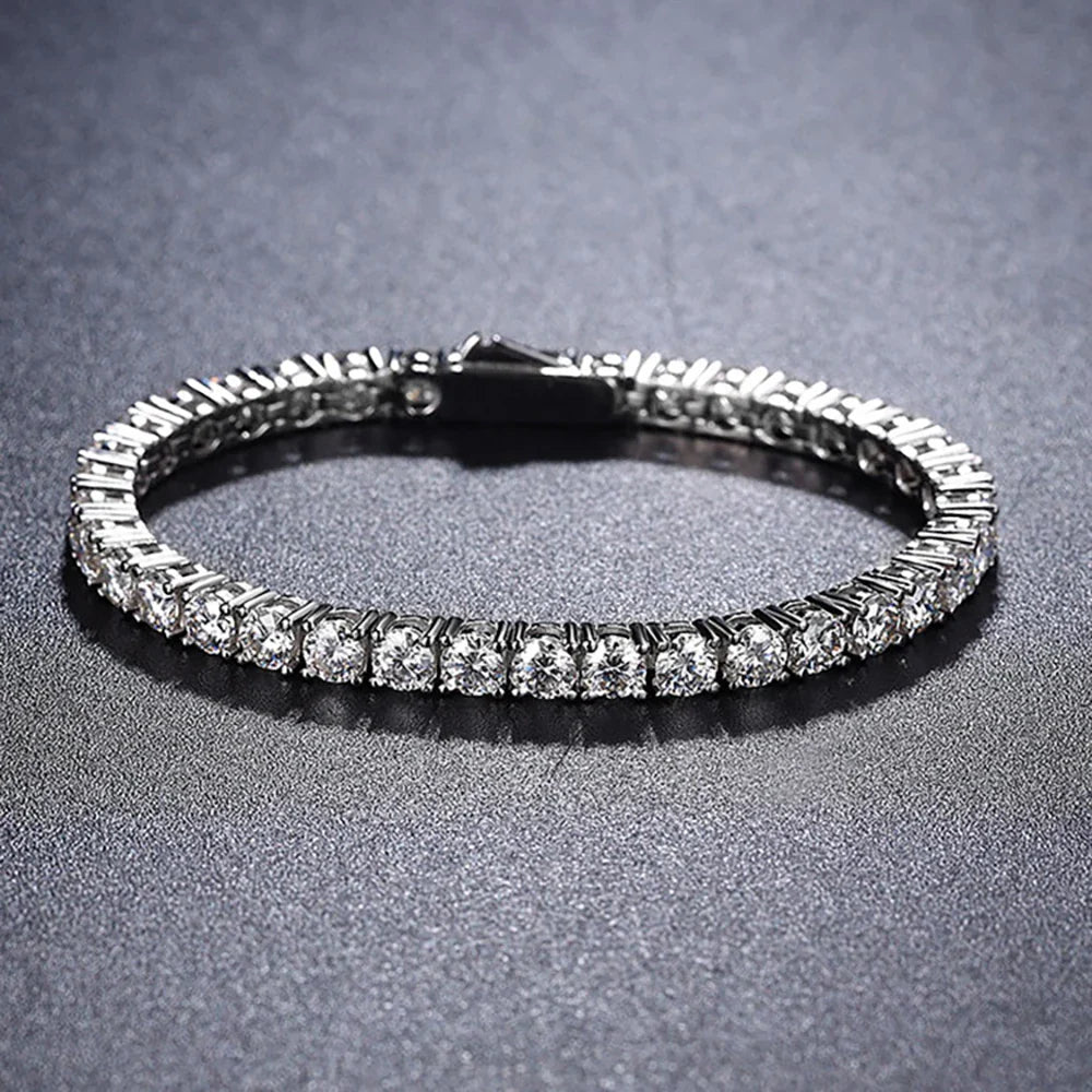 2mm 2.5mm 3mm 4mm 5mm Moissanite Tennis Bracelet for Women Men 100% S925 Sterling Silver Hidden Spring Lock Bracelet Plated 18K