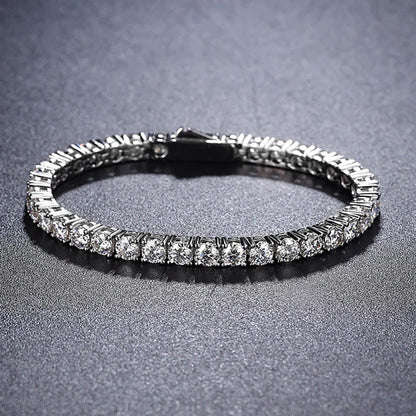 2mm 2.5mm 3mm 4mm 5mm Moissanite Tennis Bracelet for Women Men 100% S925 Sterling Silver Hidden Spring Lock Bracelet Plated 18K