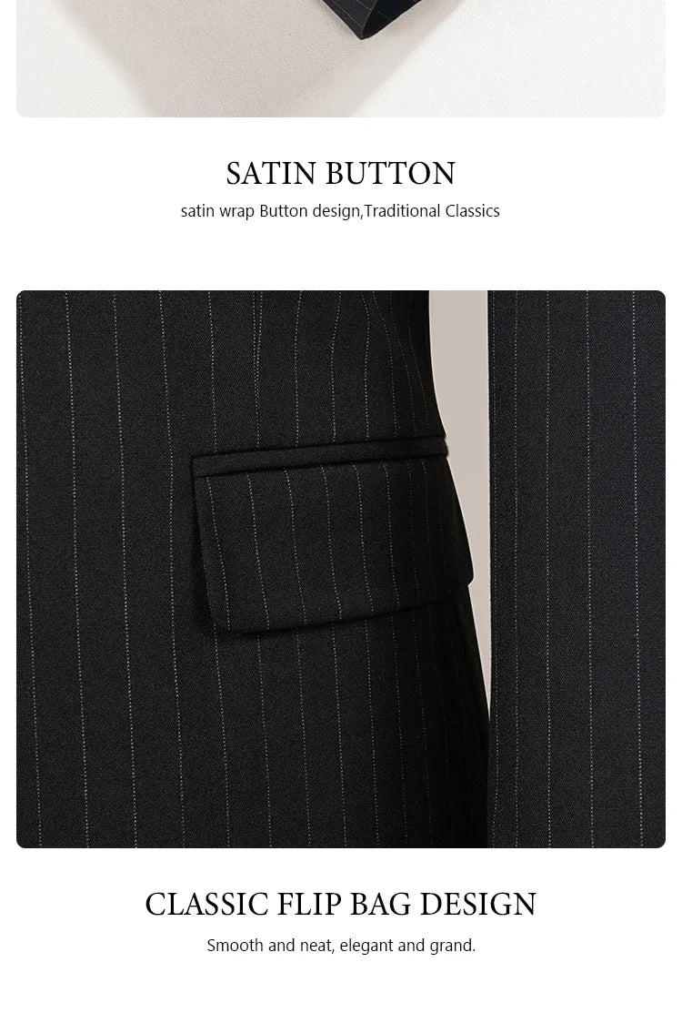 High-quality striped suits for men slim fit luxurious and elegant men's business suit 3-piece set party full men's suit