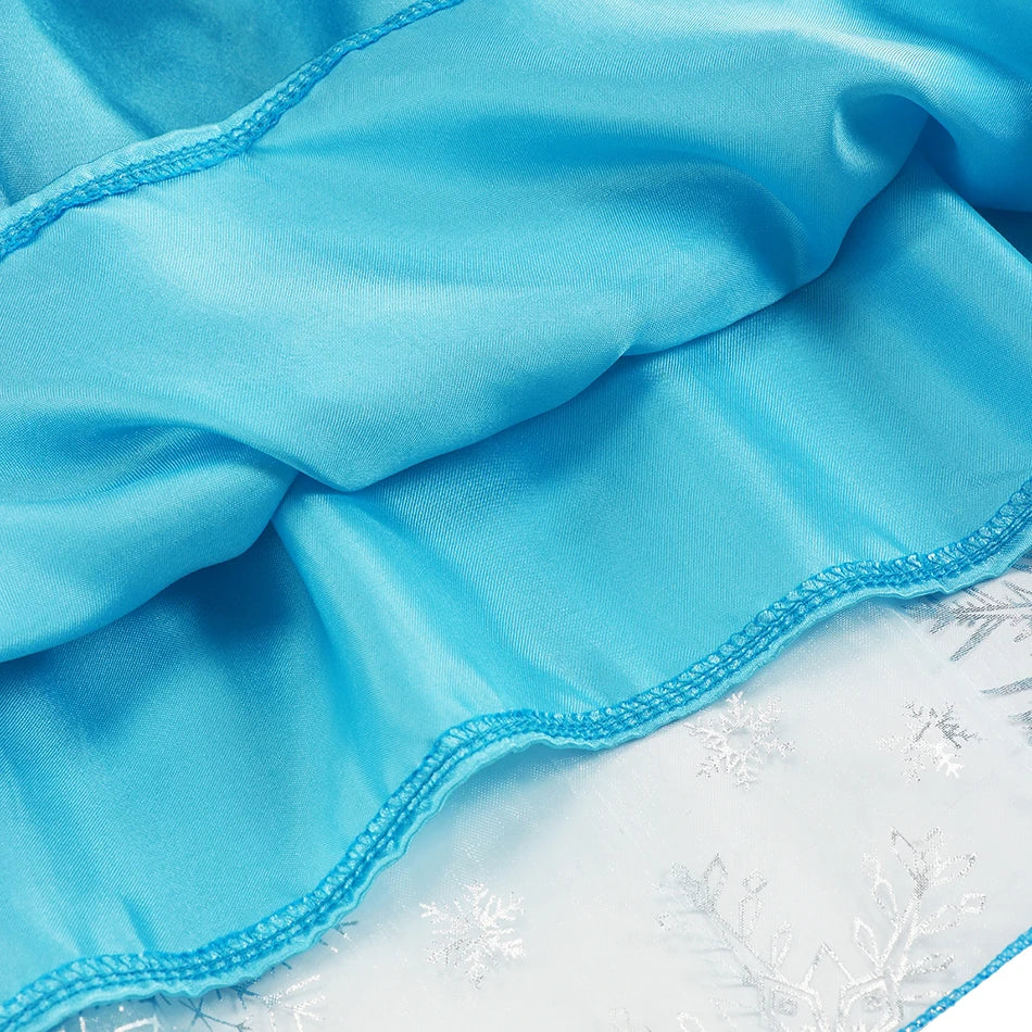 Elsa Dress for Girls Elsa Mesh Long Dress Costume Children Kids Carnival Snow Queen Cosplay Dress Purim Birthday Party Ball Gown