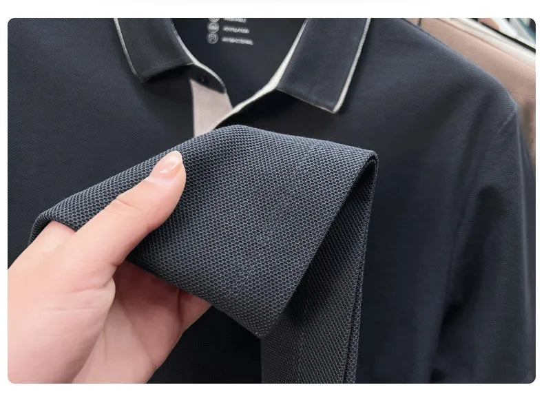High quality 100% cotton solid color short sleeve polo shirt unique button men summer breathable comfort texture lapel T-shirt