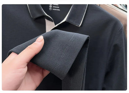 High quality 100% cotton solid color short sleeve polo shirt unique button men summer breathable comfort texture lapel T-shirt
