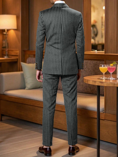 High-quality European and American Men's Clothing, Formal Suits with Stripes, Trousers for Business, Formal Dinners, Weddings
