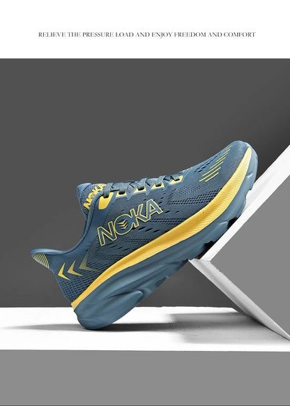 Men's Carbon Plate Air Cushion Running Shoes Breathable Lightweight Marathon Women's Athletic Nonskid Elastic Sports Sneakers
