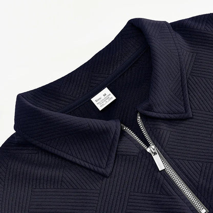 24 cross-border popular autumn long-sleeved lapel zipper men's loose casual top polo shirt