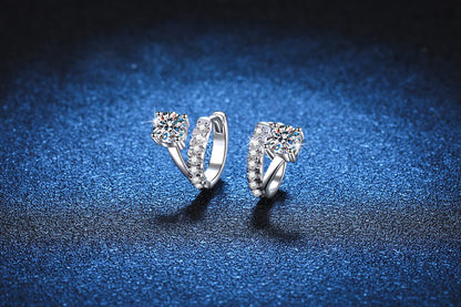 Luxury Platinum Earrings PT950 Asymmetric French Design Women's Buckle D Colour Moissanite Diamond White Gold Jewelry