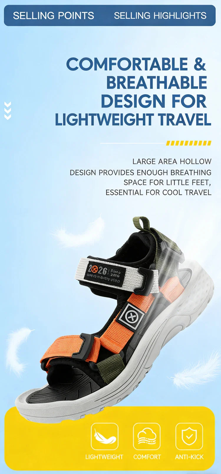 Children's Sandals Boys Girls Breathable Summer Sport for Outdoor Beach Shoes Open-Toe Comfortable Walking Sandalies Size 30-38