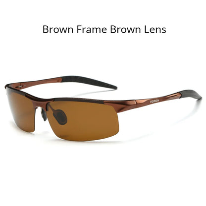 Sunglasses Men Aluminum Magnesium Frame Sport Sun Glasses Driver Retro Goggles