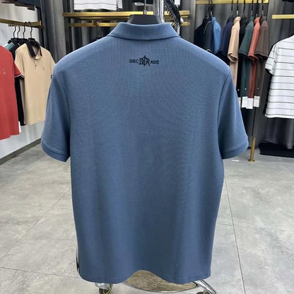 High end 100% cotton short sleeve T-shirt men's lapel top 2024 summer new designer brand embroidery fashion casual polo shirt