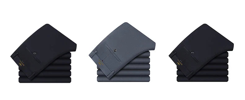 Mens Embroidery Trousers Casual Business Suit Pants Stretch Golf Dress Pants Men 4-Way Elastic Classic Black Trousers