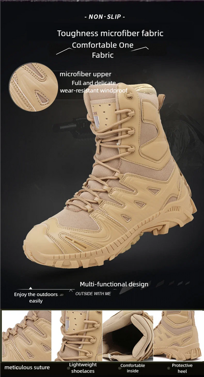Men's trend high-top outdoor boots four seasons non-slip comfortable hiking boots professional protective tactics training boots