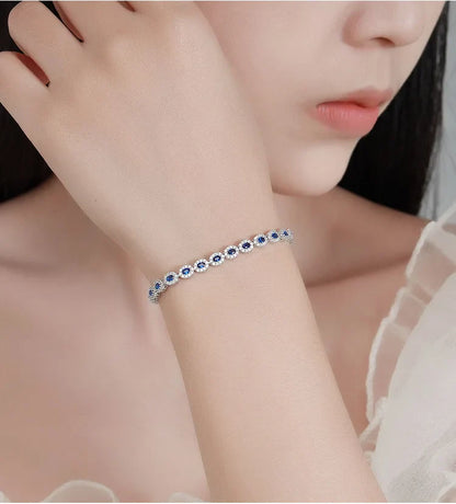 Real 18k White Gold Red Blue Green Moissanite Bracelet for Women Platinum Pt950 Single Row Diamond Simple and Versatile Gift